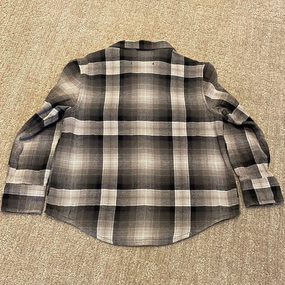 Boys Black/White Flannel Button Up